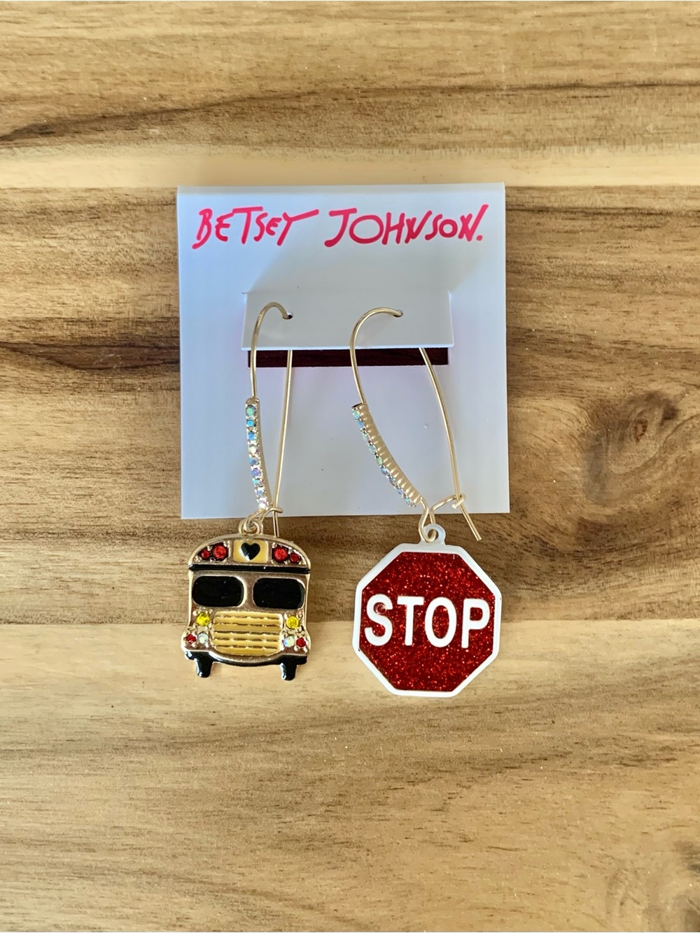 Betsey Johnson school bus earrings NWT